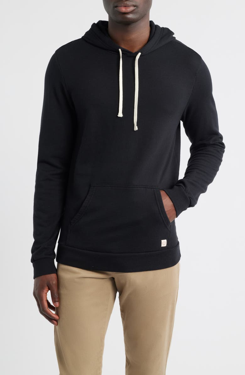 Marine Layer Cotton Blend French Terry Pullover Hoodie, Main, color, Black