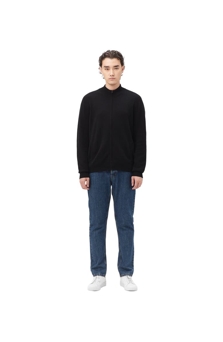 Gobi Cashmere Full Zip Stand Collar Cardigan, Main, color, Black