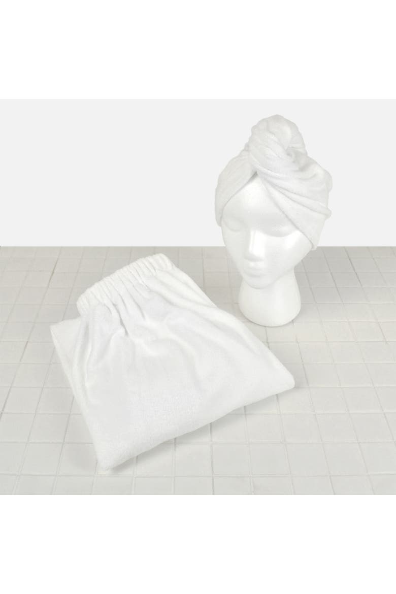 White Shower & Hair Wrap Set, Alternate, color, White