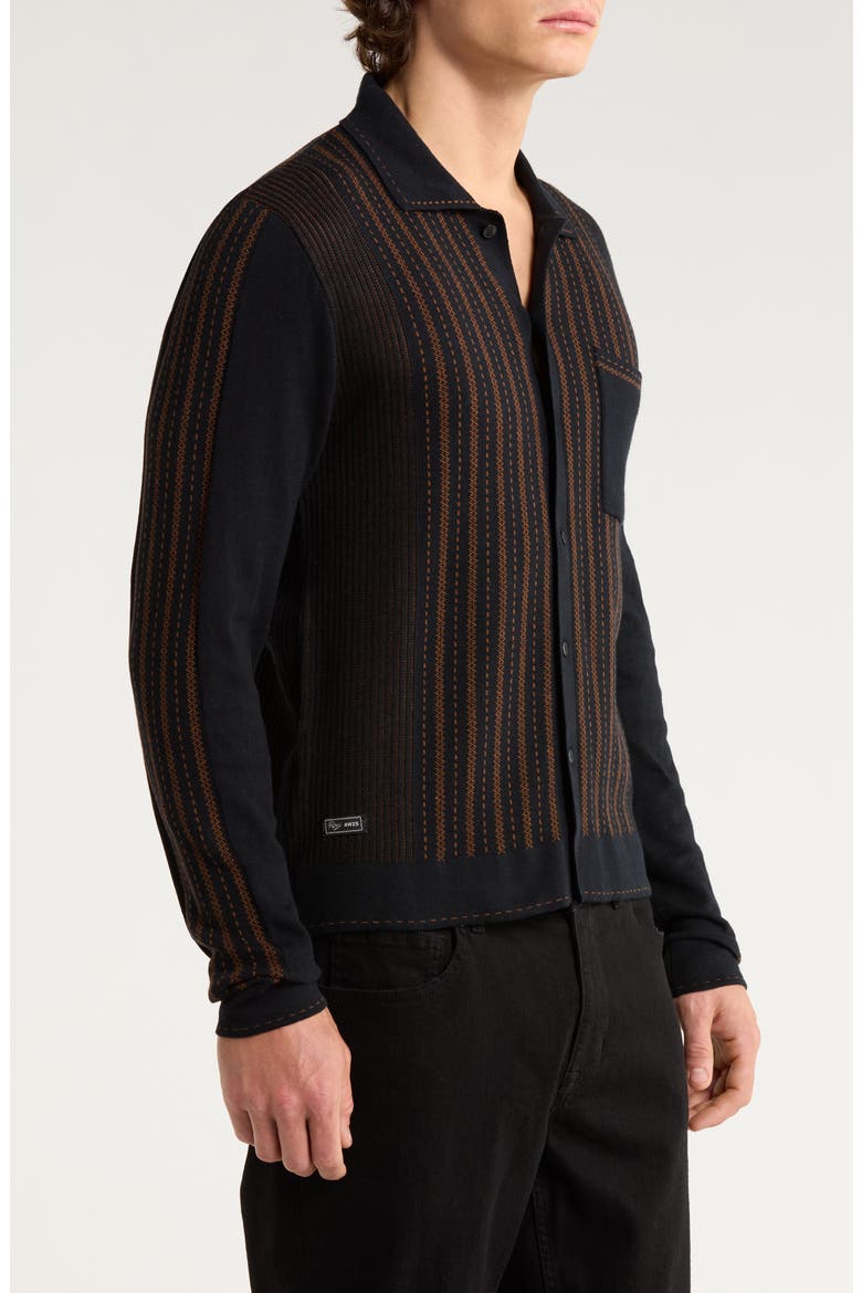 Appendix Knit Button-Up Shirt, Alternate, color, BLACK WITH BROWN