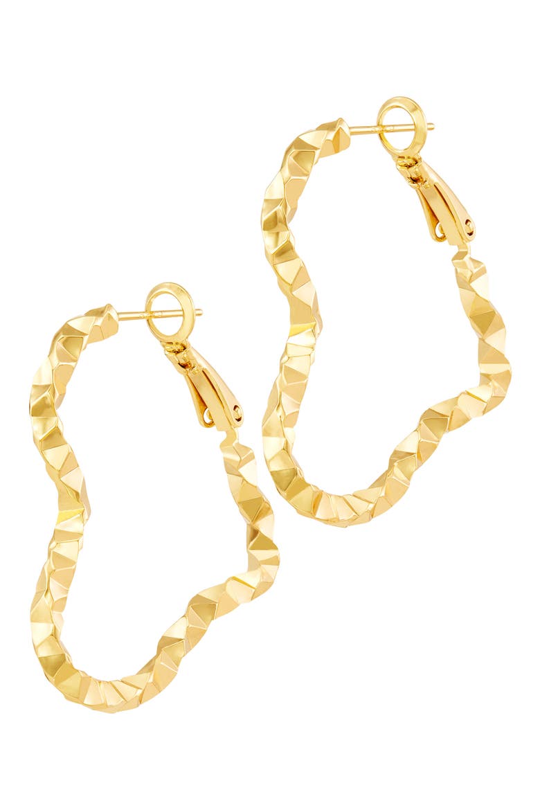 Twisted Heart Hoop Earrings, Main, color, YELLOW GOLD