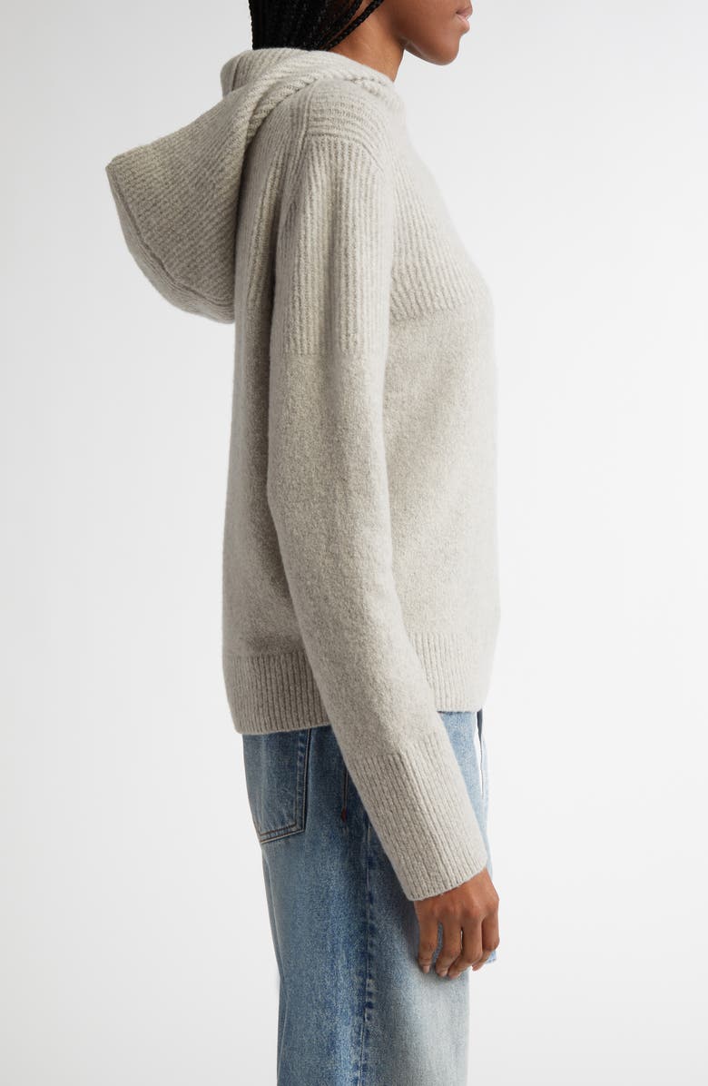 Proenza Schouler Greta Cashmere Blend Sweater Hoodie, Alternate, color, Light Grey Melange