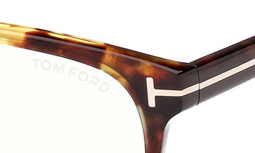 Tom Ford 56mm Pilot Blue Light Blocking Glasses In Havana/t Logo/blue Block