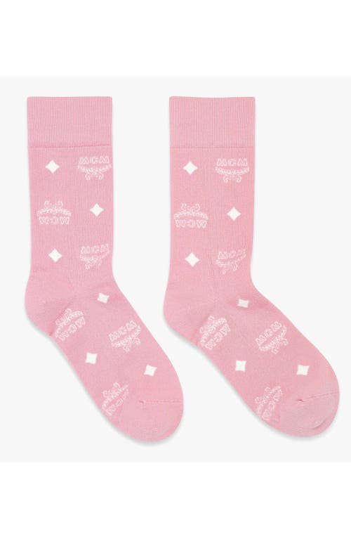 Mcm Monogram Knit Socks In Pink