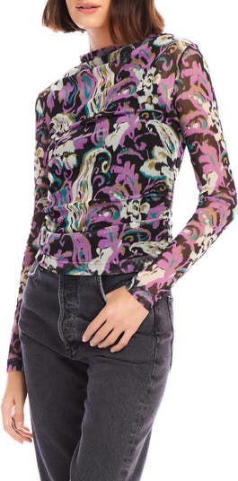 トップス CHAMI chami FIFTEEN TWENTY Khami Print Shirred Mesh Top | Nordstrom