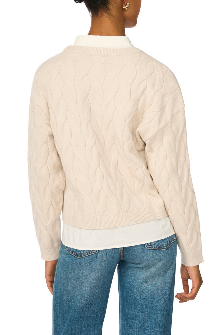 Cable Twofer Sweater, Alternate, color, DUSTY IVORY