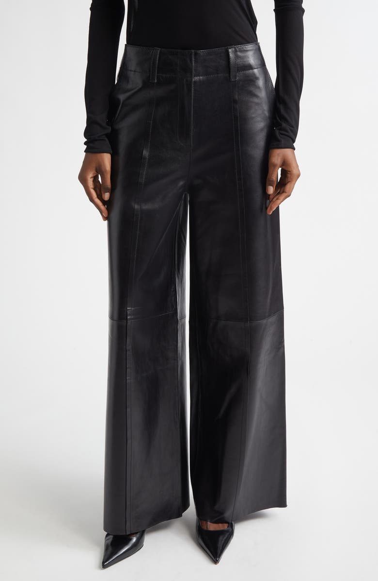 Stand Studio Lauri Leather Trousers, Main, color, Black