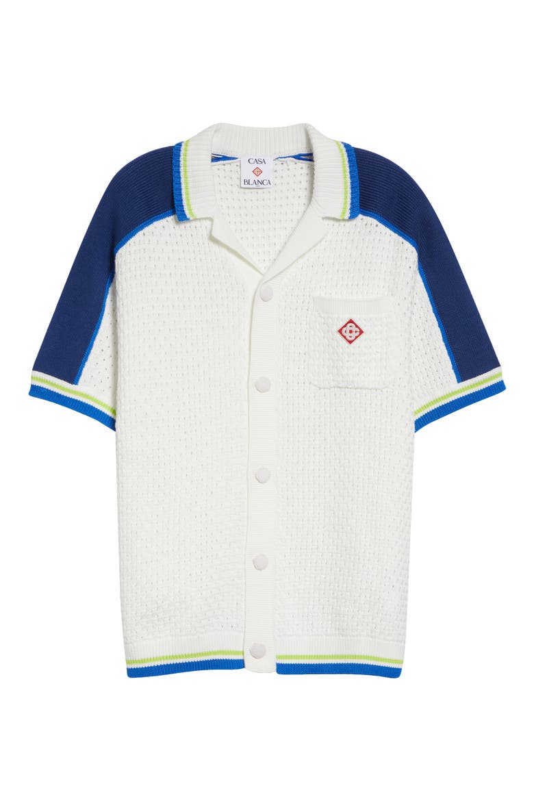 Mixed Stitch Sweater Camp Shirt, Alternate, color, COTTON BLEND