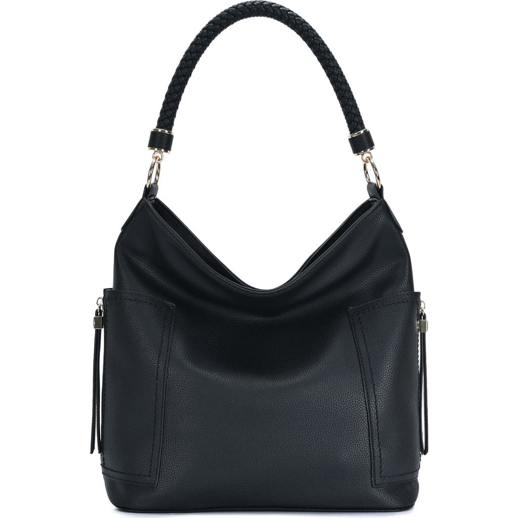 Mms Design Studio Braid Handle Hobo Bag In Black
