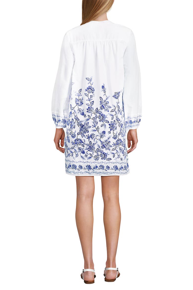 Voile Tie Neck Dress, Alternate, color, White/Blue Vintage Floral