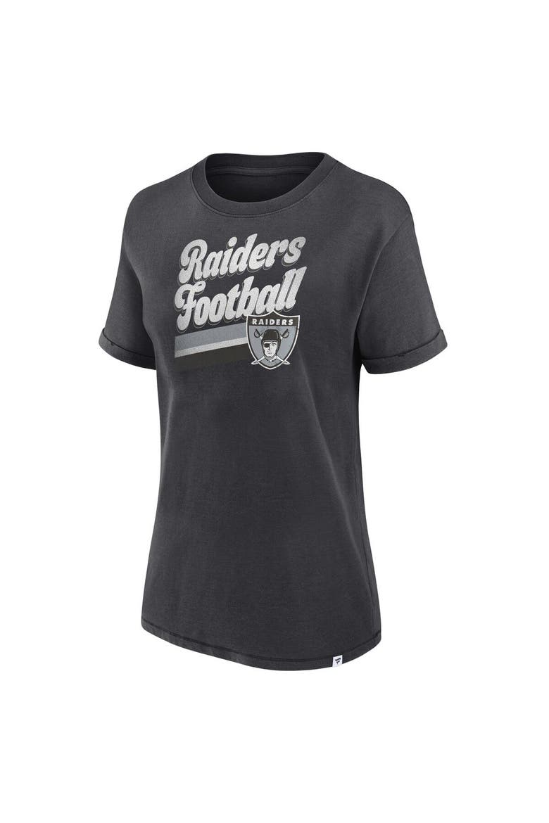 Women's Fanatics Branded Charcoal Las Vegas Raiders Hit Snow Washed T-Shirt, Alternate, color, Charcoal