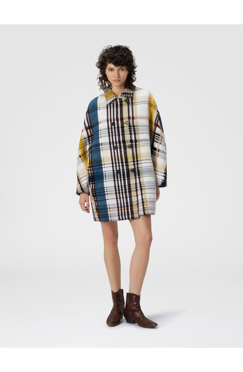 Missoni Double-breasted Caban With Check Pattern, Alternate, color, Yellow & Black