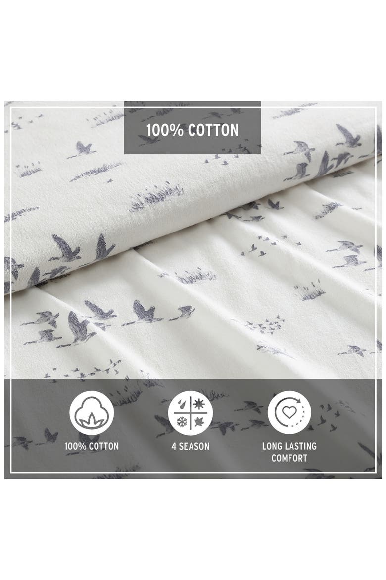 Geese Meadow Cotton Flannel Sheet Set, Alternate, color, LIGHT BEIGE