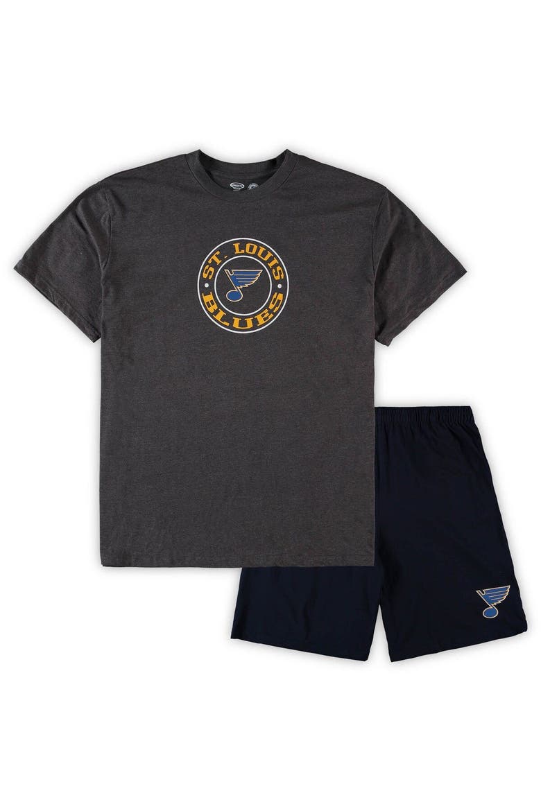 Men's Concepts Sport Blue/Heathered Charcoal St. Louis Blues Big & Tall T-Shirt & Shorts Sleep Set, Main, color, Blue