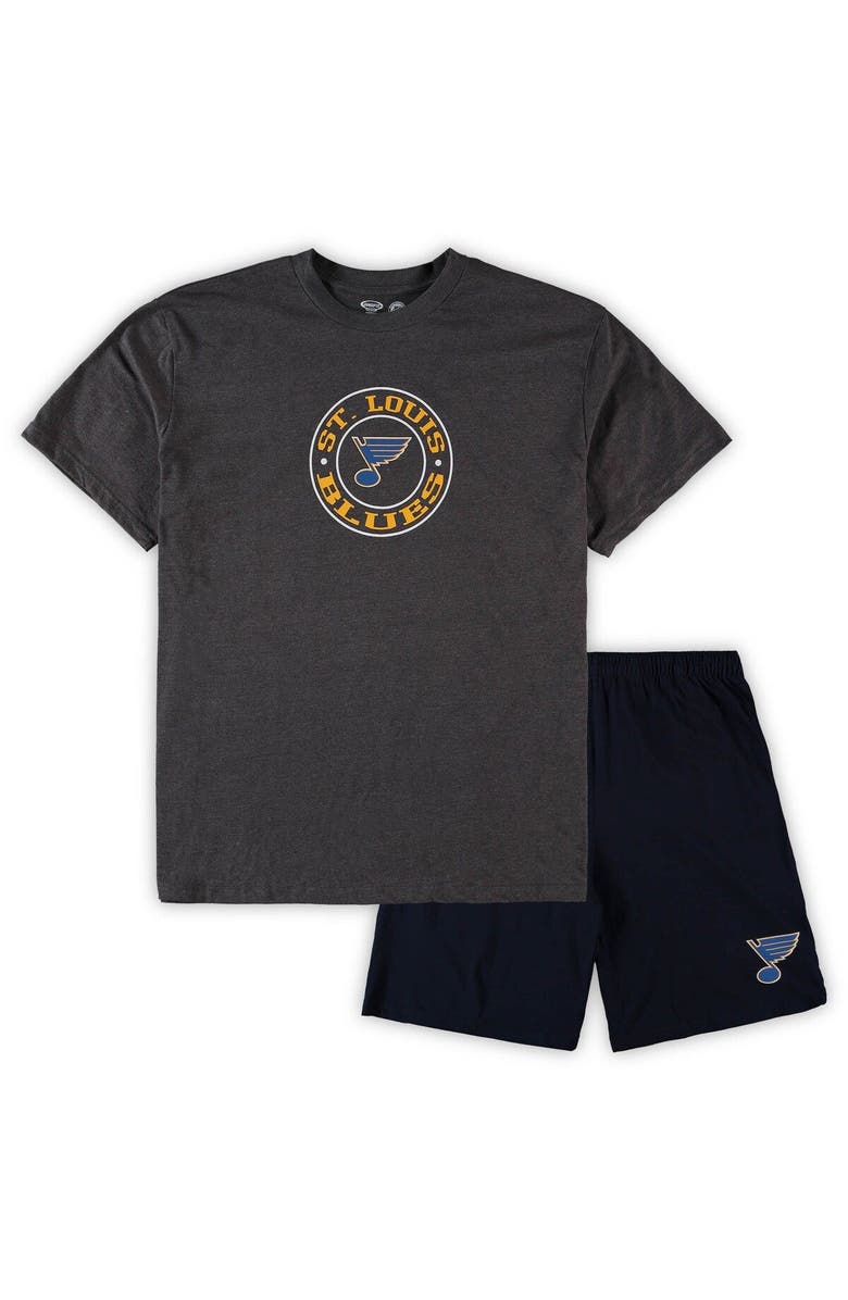 CONCEPTS SPORT Men's Concepts Sport Blue/Heathered Charcoal St. Louis Blues Big & Tall T-Shirt & Shorts Sleep Set, Main, color, 