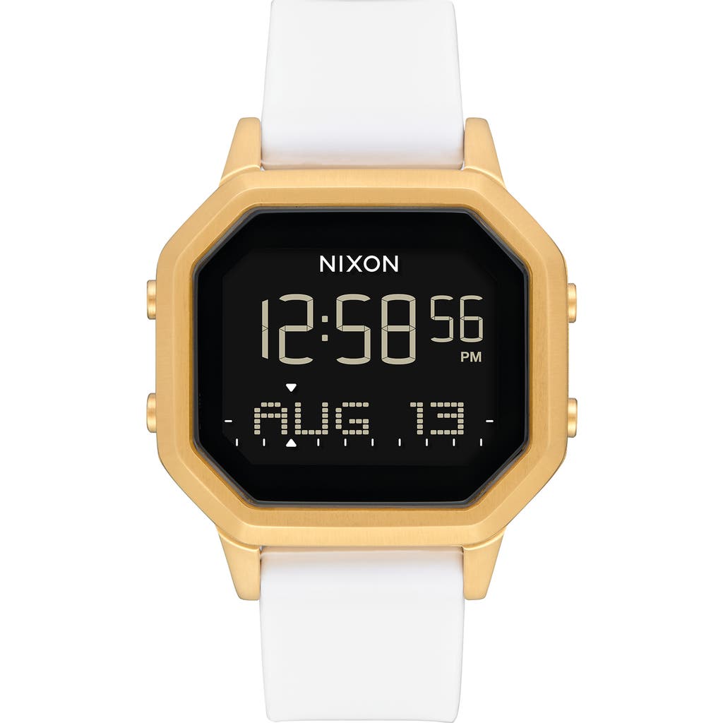 Nixon Digital Siren White Silicone Strap Watch 36mm In White