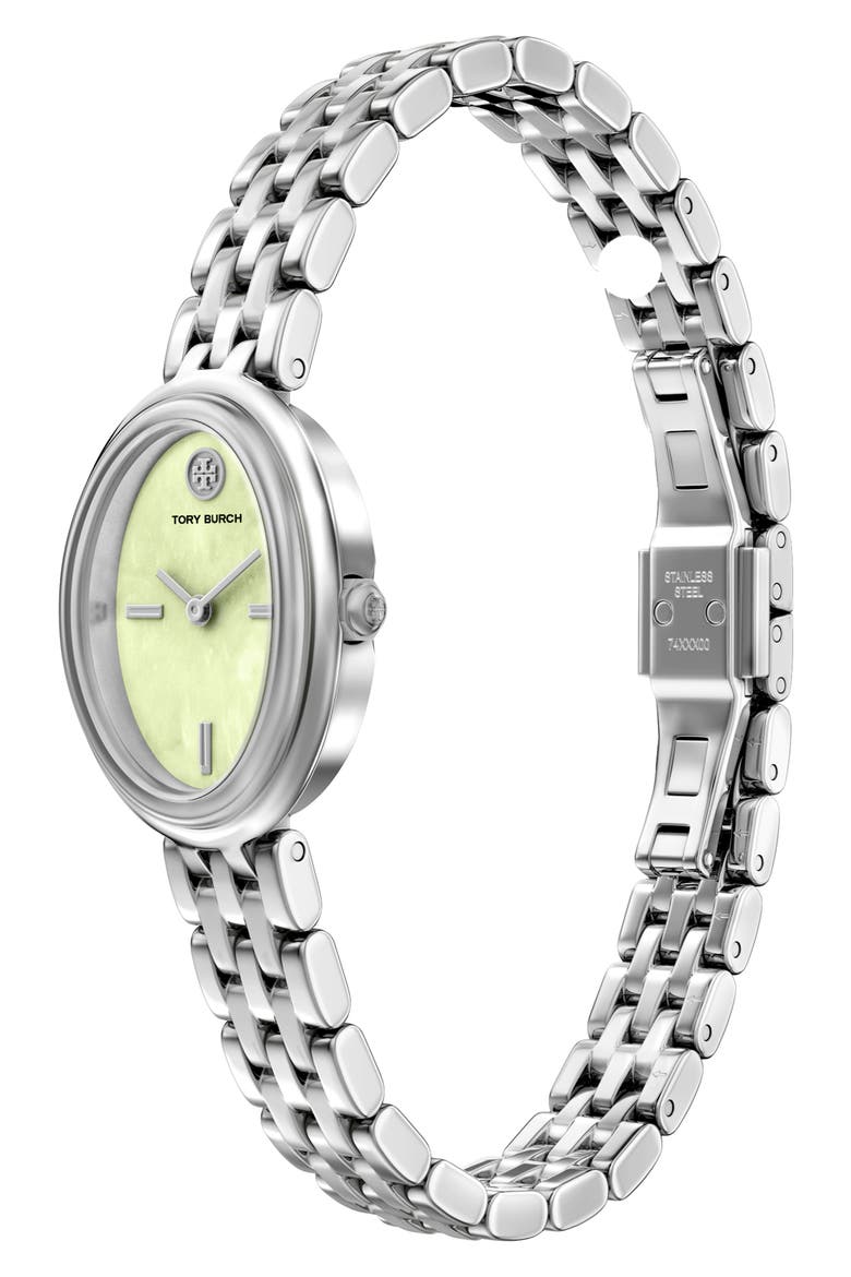 The Oval Mother-of-Pearl Bracelet Watch, 22mm x 28mm, Alternate, color, SILVER/ MINT GREEN