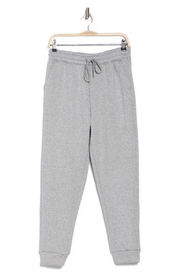 Shop Kyodan Bonded Faux Shearling Lined Joggers In Grey Melange