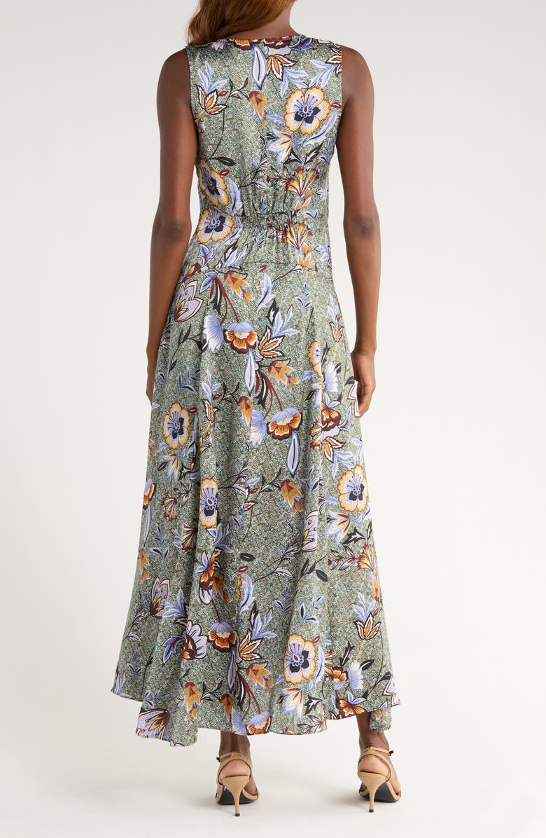 Halogen<sup>®</sup> Knot Front Floral Print Sleeveless Dress, Alternate, color, Gray Violet/ Green