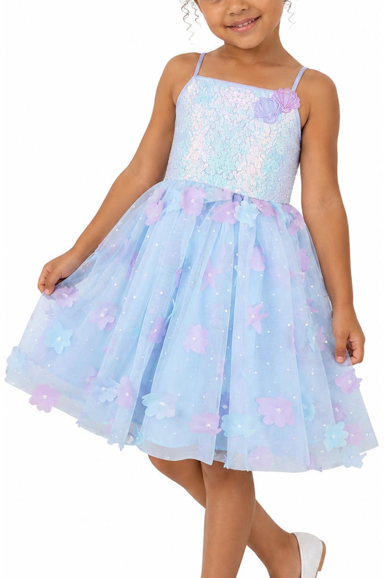Kids' Sequin Tulle Party Dress, Alternate, color, PERIWINKLE