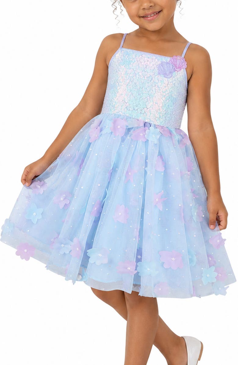 Zunie Kids' Sequin Tulle Party Dress, Alternate, color, Periwinkle