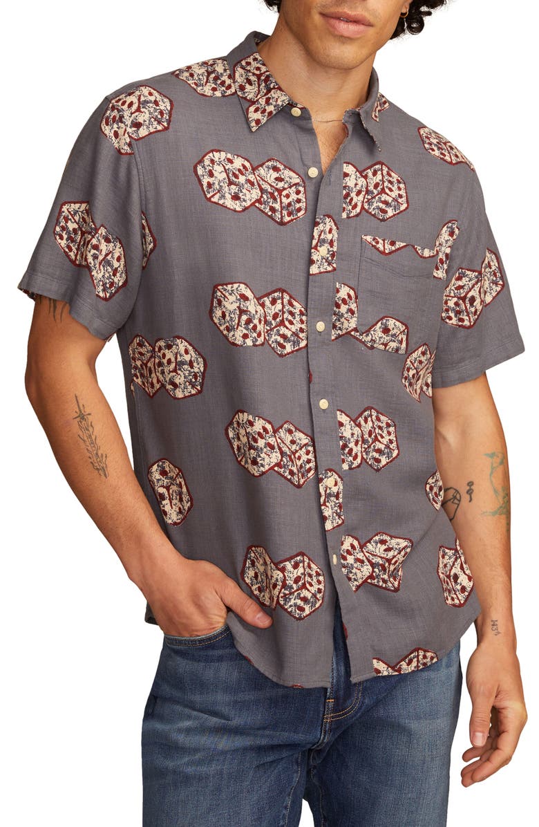 Lucky Brand Dice Cotton Button-Up Shirt, Main, color, 