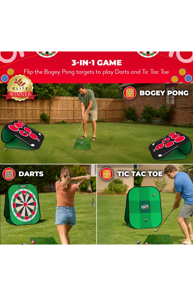 Swooc Games Bogey Pong | 3-in-1 Backyard Pong Golf Game Set, Alternate, color, Green