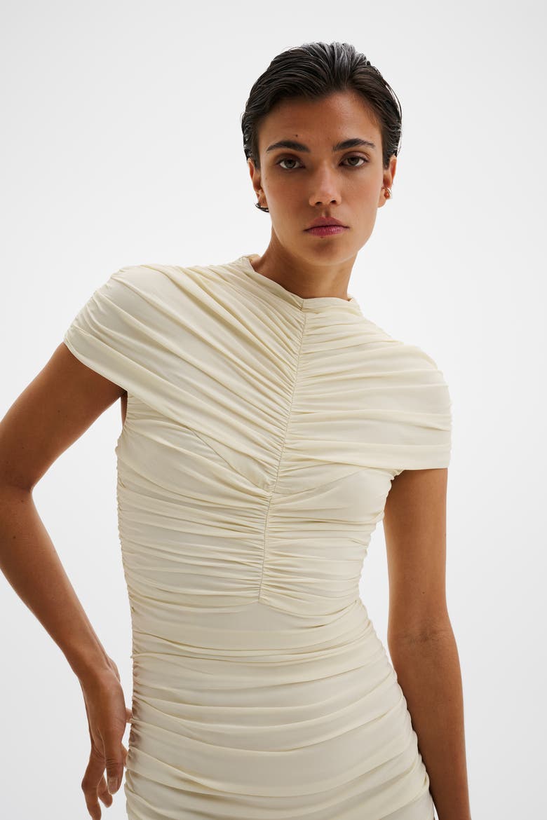 Loana Draped Chiffon Maxi Dress, Alternate, color, Pearl