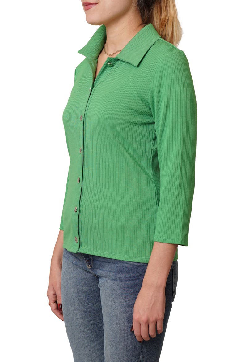 Buttoned Ribbed Knit Top, Alternate, color, ONLINE LIME