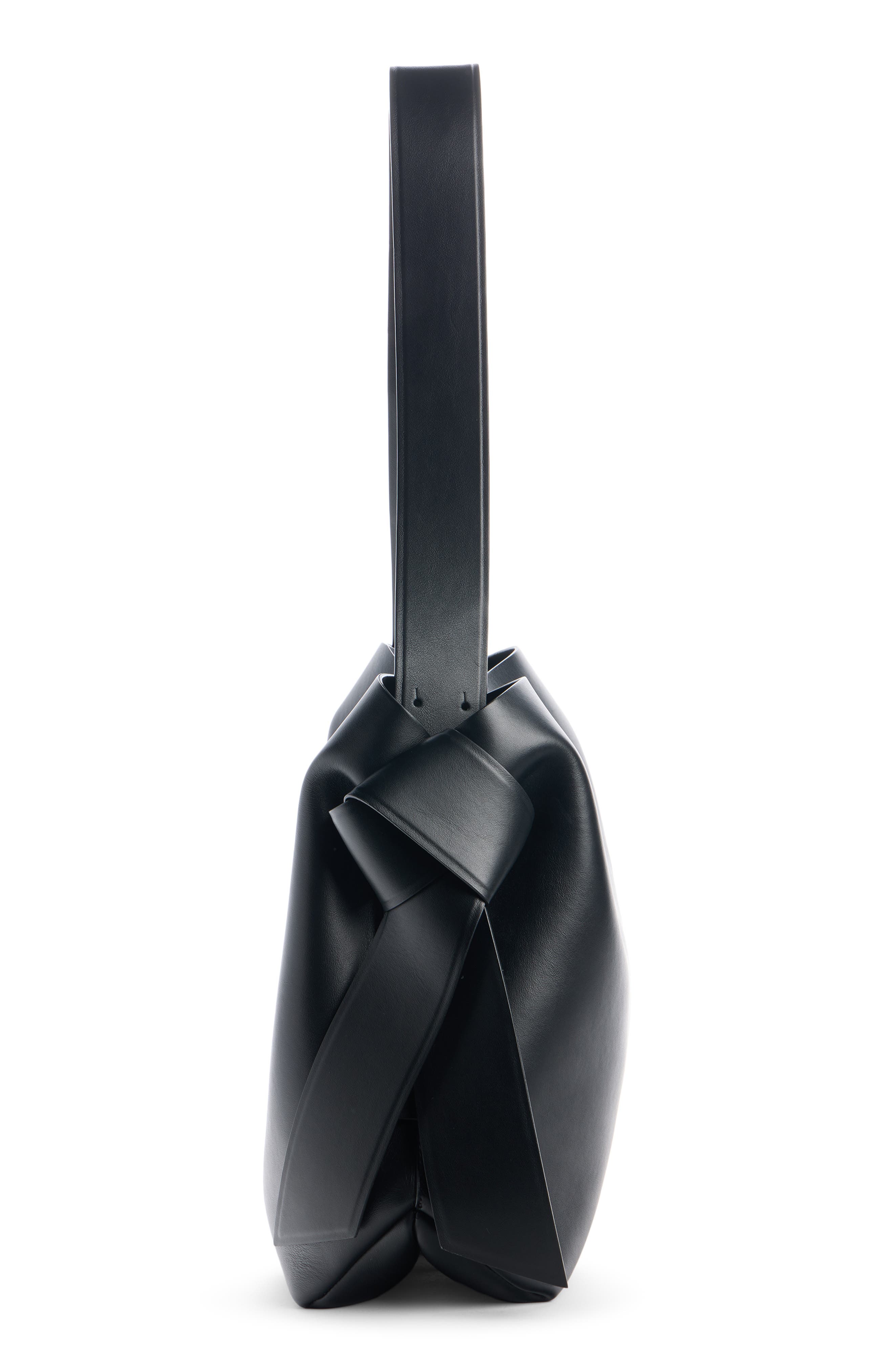 Acne Studios Midi Musubi Leather Bag, Alternate, color, Black