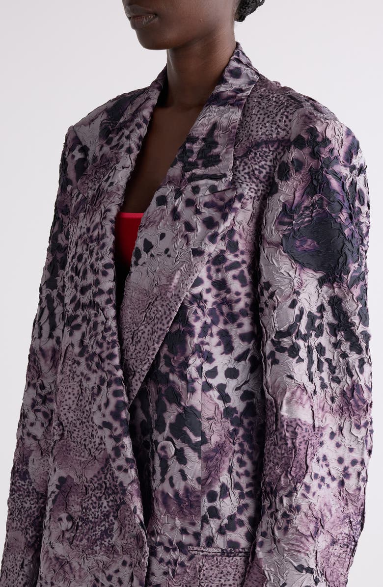 Dries Van Noten Blink Orchid Spots Print Oversize Textured Satin Blazer, Alternate, color, 
