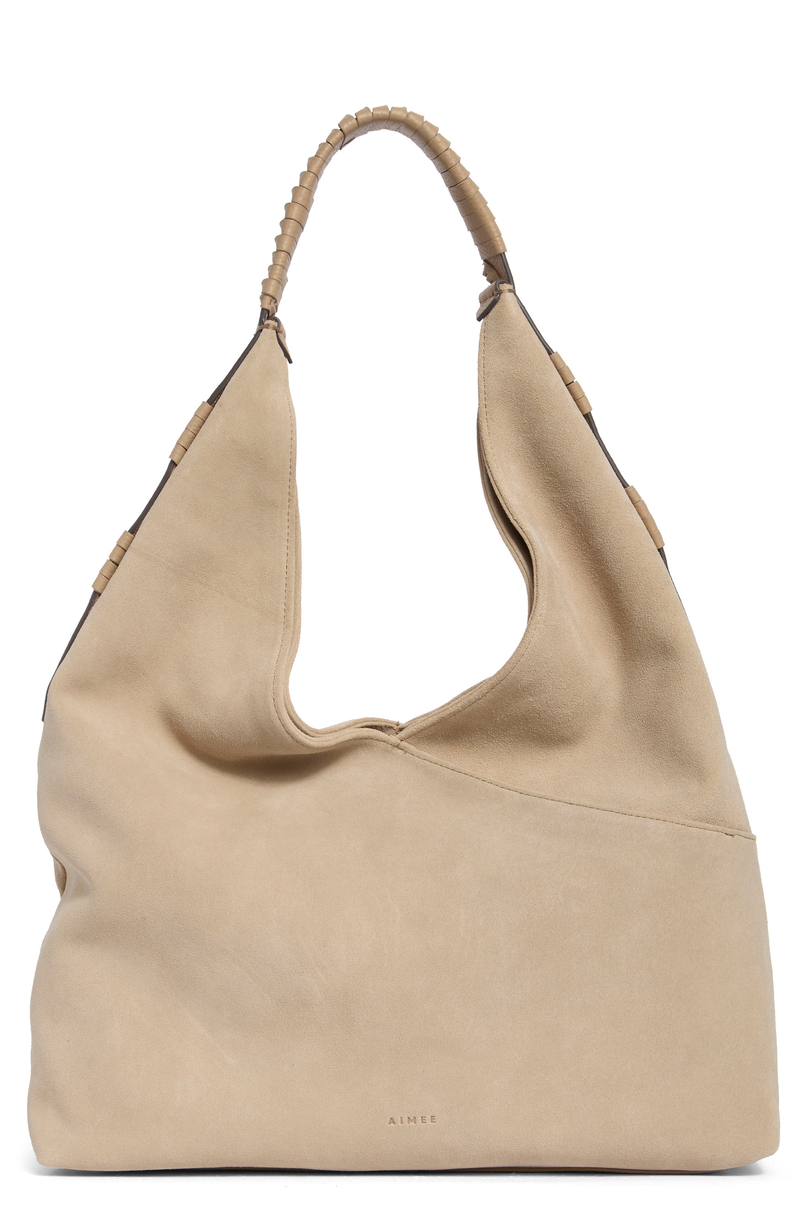 Stardust Leather Hobo Bag, Main, color, OAT SUEDE