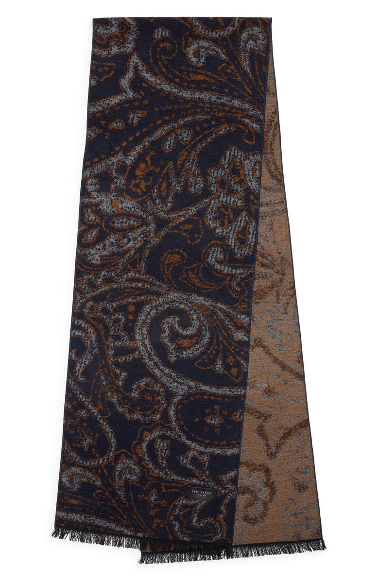 Ted Baker London Paisley Silk Scarf, Alternate, color, Blue