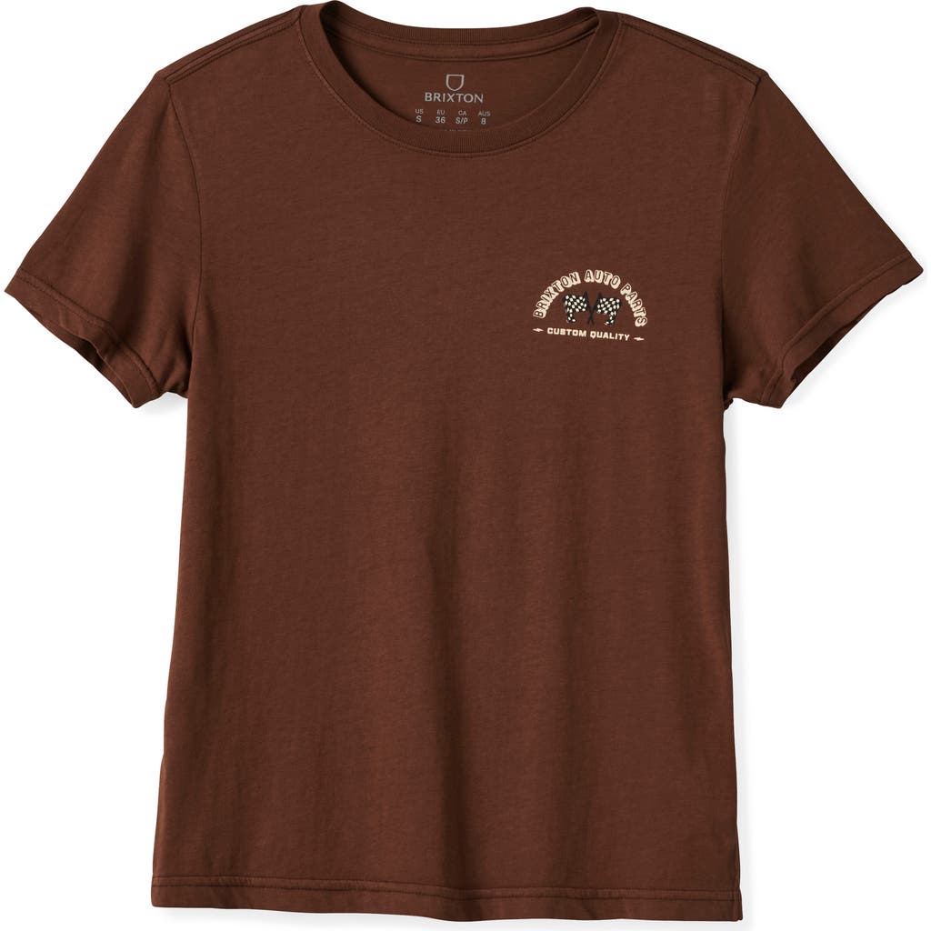 Brixton Auto Parts Fitted Crewneck Graphic T-shirt In Brown