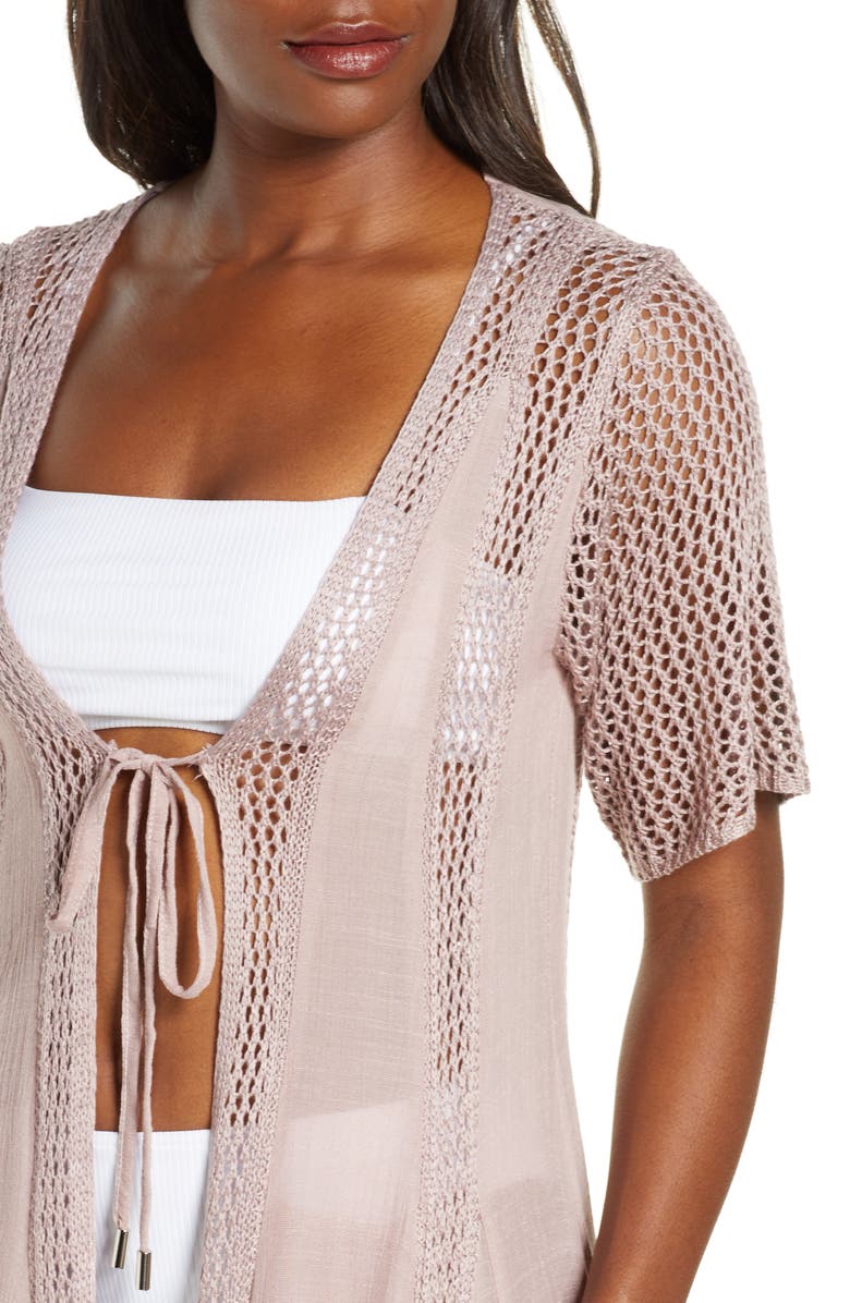 Elan Crochet Panel Swim Cover-Up, Alternate, color,