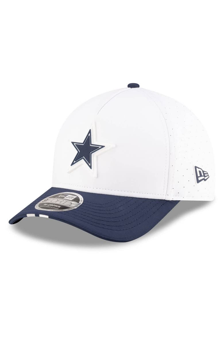 Men's New Era  White/Navy Dallas Cowboys 2025 NFL Training Camp A-Frame 9FORTY Adjustable Hat, Main, color, White