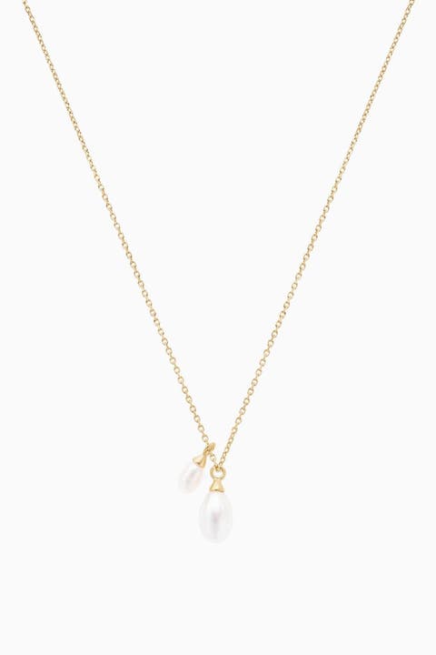 Sterling Silver 18k Gold Plated Maisie Duo Cultured Pearl Pendant Necklace