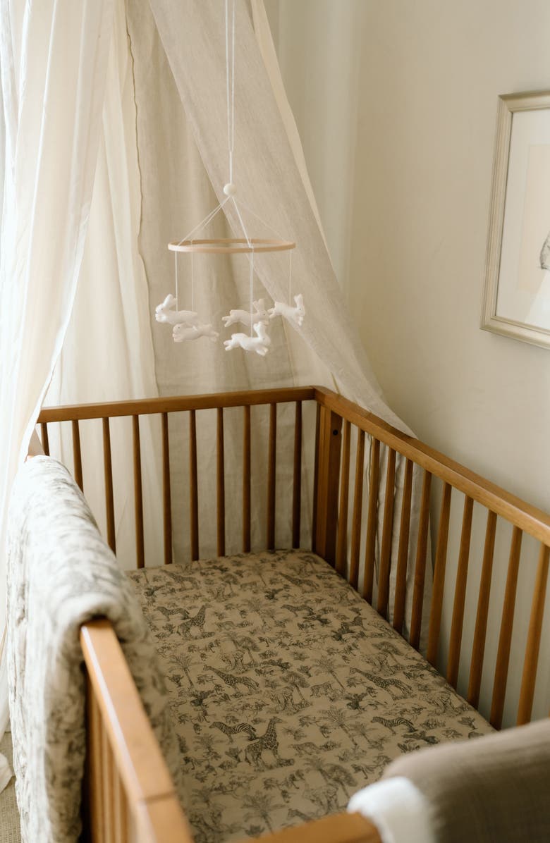 Oilo Print Organic Cotton Muslin Crib Sheet, Alternate, color, Eggshell