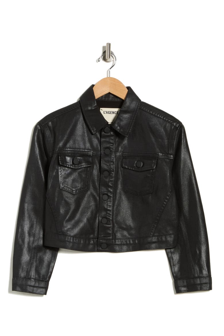 Koda Coated Denim Crop Jacket, Alternate, color, NOIR COATE