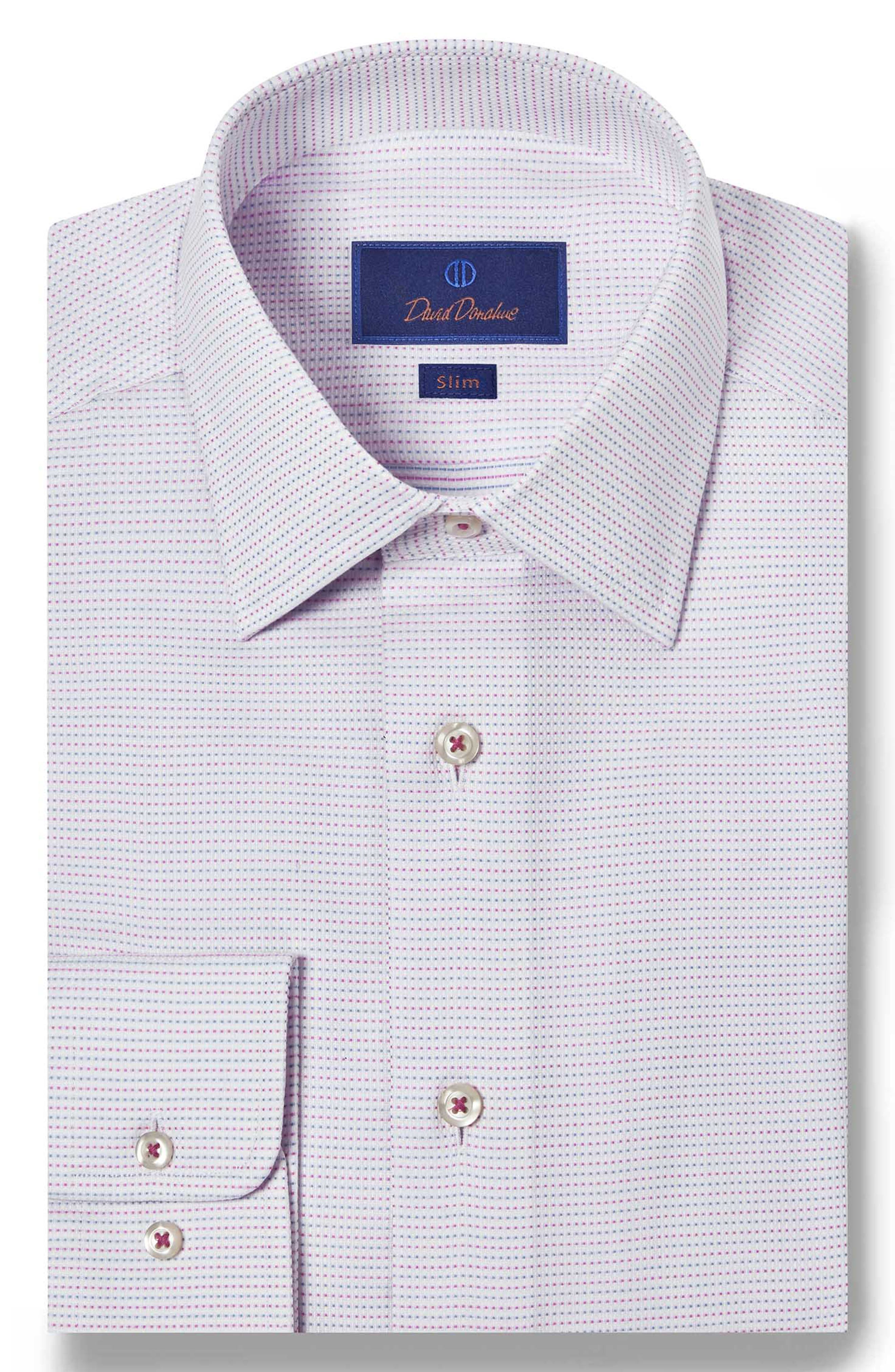 David Donahue Slim Fit Micro Dobby Dot Dress Shirt