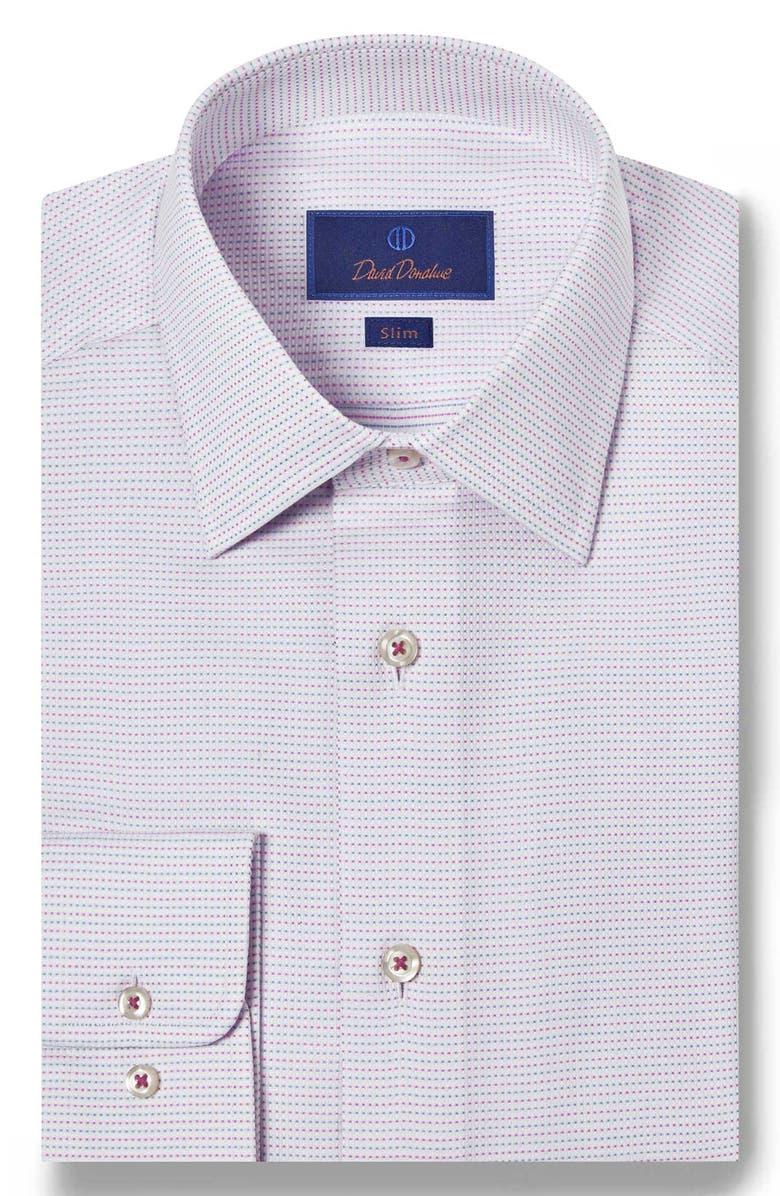 David Donahue Slim Fit Micro Dobby Dot Dress Shirt, Main, color,