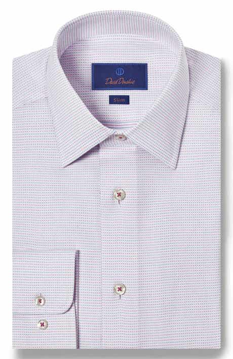 David Donahue Slim Fit Micro Dobby Dot Dress Shirt