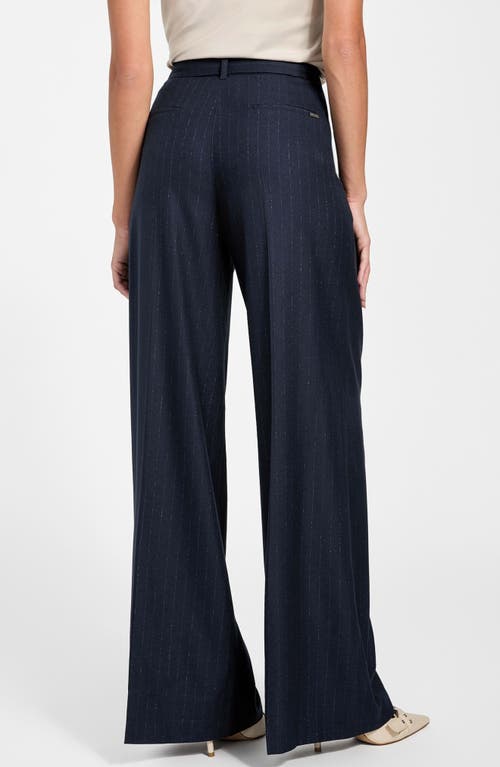 Guess Zanita Pinstripe Wide Leg Pants In Blue