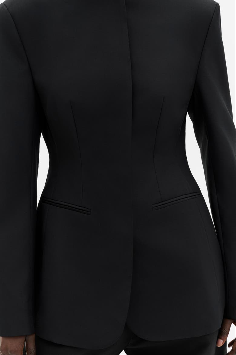 Carol Collarless Wool Silk Blazer, Alternate, color, Black