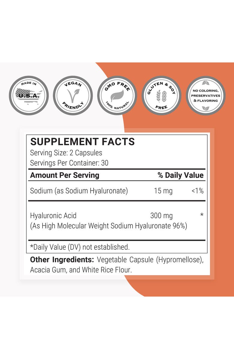 SuperSmart Hyaluronic Acid Supplement, Alternate, color, NO COLOR