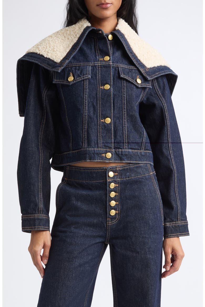 Sybil Faux Shearling Accent Denim Jacket, Main, color, TIGRIS