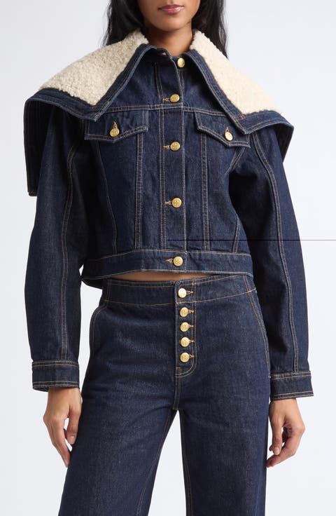 Sybil Faux Shearling Accent Denim Jacket