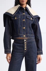 Ulla Johnson Sybil Faux Shearling Accent Denim Jacket
