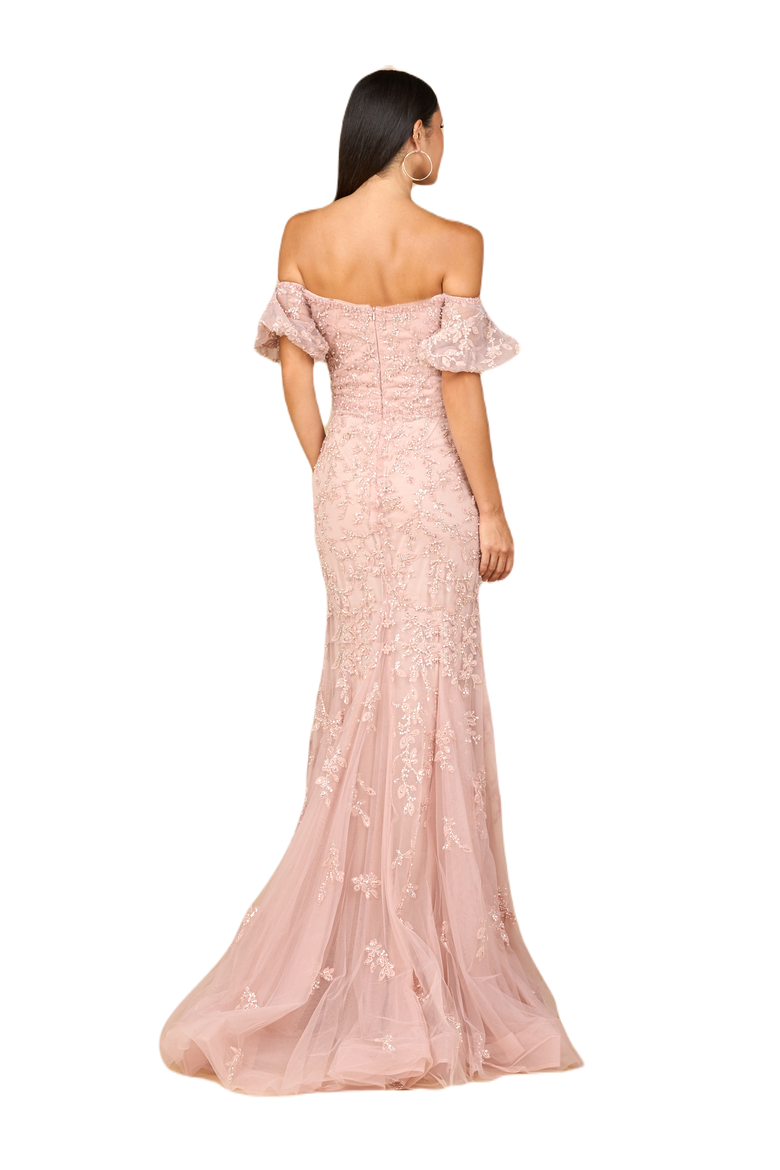 Lace, Off Shoulder Mermaid Gown, Alternate, color, Blush
