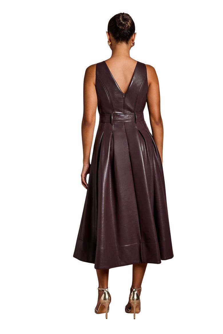 Petite V-Neck Sleeveless Dress, Alternate, color, Oxblood